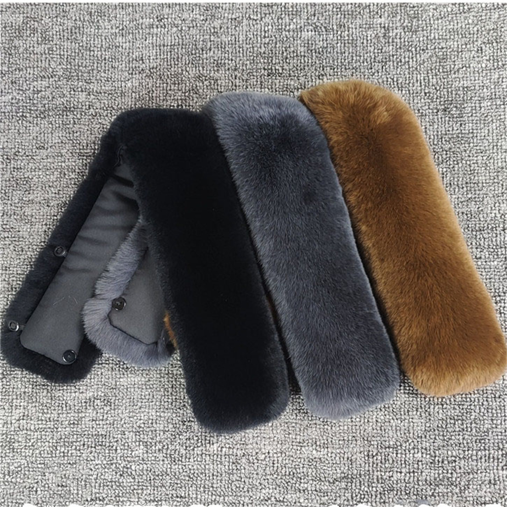 Winter Clothing Pk - ผ้าพันคอแฟชั่นขนกระต่ายเร็กซ์สำหรับฤดูหนาว สำหรับผู้หญิงและผู้ชาย อุปกรณ์เสริมแจ็คเก็ต ผ้าพันคอขนสัตว์ธรรมชาติ นุ่มฟู อุ่นสบาย